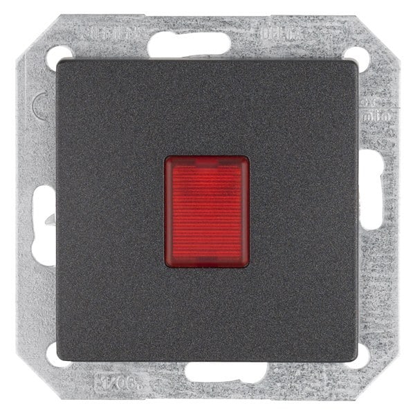 SIEMENS - DELTA i-system Lichtsignal mit rotem Fenster und Glimmlampe 250V, carbonmetallic