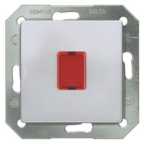 SIEMENS - DELTA i-system Lichtsignal mit rotem Fenster und Glimmlampe 250V, aluminiumme...