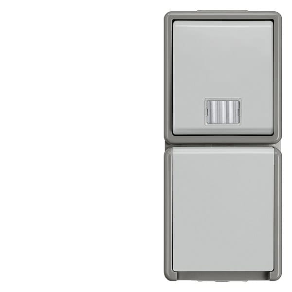 SIEMENS - DELTA fläche IP44 AP Kombi aus Taster und SCHUKO-Steckdose mit erh. Berührung...