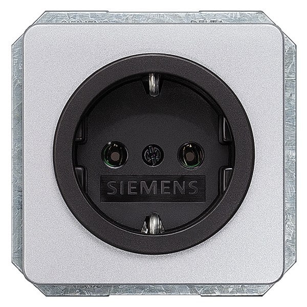 SIEMENS - DELTA profil SCHUKO-Steckdose silber mit schwarzem Näpfchen