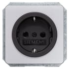 SIEMENS - DELTA profil SCHUKO-Steckdose silber mit schwarzem Näpfchen u. erh. Berrührun...