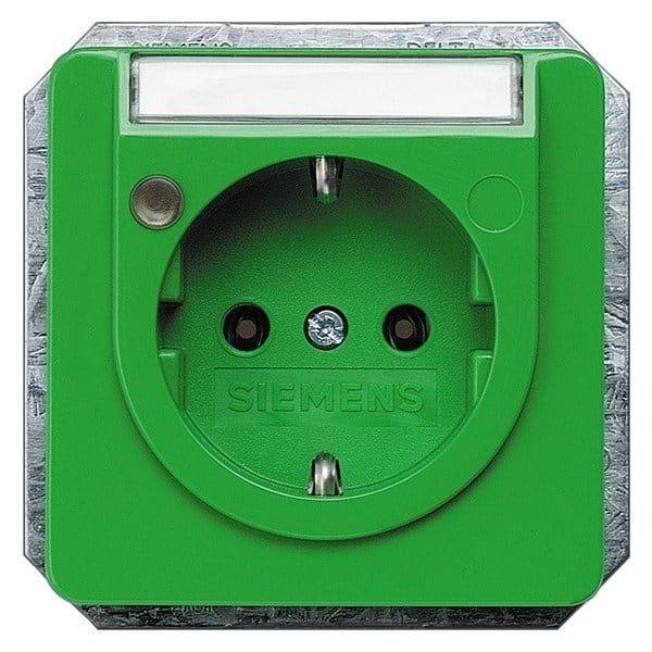 SIEMENS - DELTA profil SCHUKO-Steckdose mit Betriebsanzeige und Schriftfeld, grün (SV)