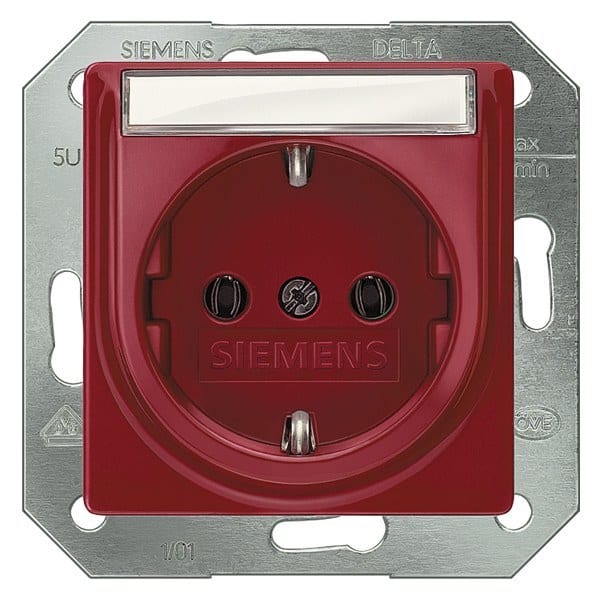 SIEMENS - DELTA i-system SCHUKO-Steckdose mit Beschriftungsfeld, rot