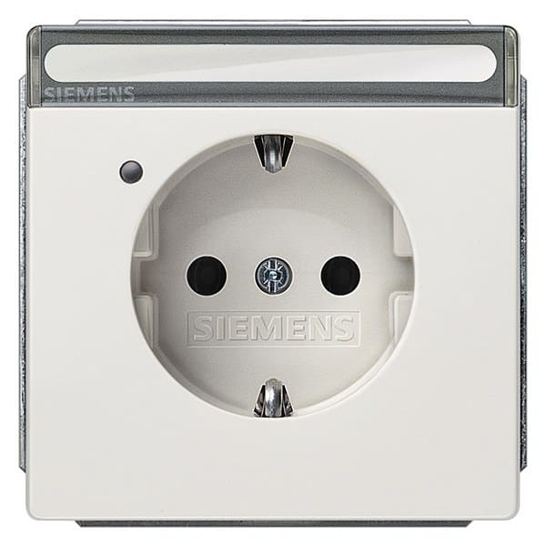 SIEMENS - DELTA style SCHUKO-Steckdose mit Schriftf., Betriebsa. und erh. Ber.schutz,pl...