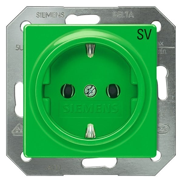 SIEMENS - DELTA i-system SCHUKO-Steckdose mit Bedruckung SV, grün