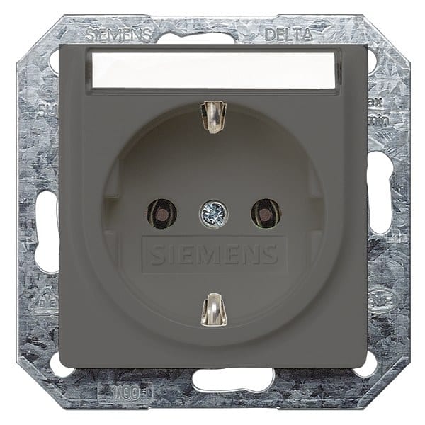 SIEMENS - DELTA i-system SCHUKO-Steckdose mit Schriftfeld, carbonmetallic