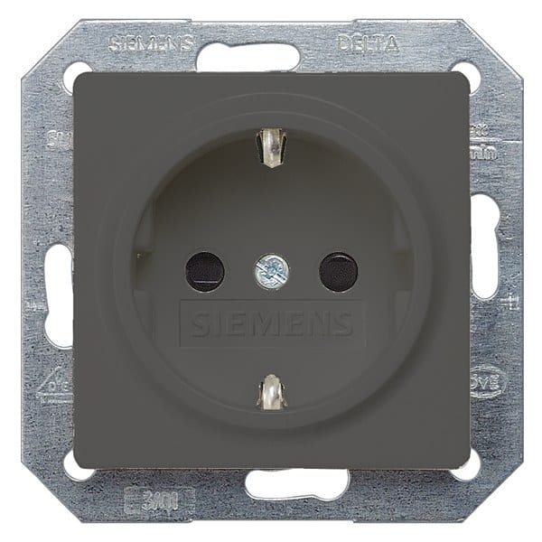 SIEMENS - DELTA i-system SCHUKO-Steckdose mit erhöhtem Berühungsschutz, carbonmetallic
