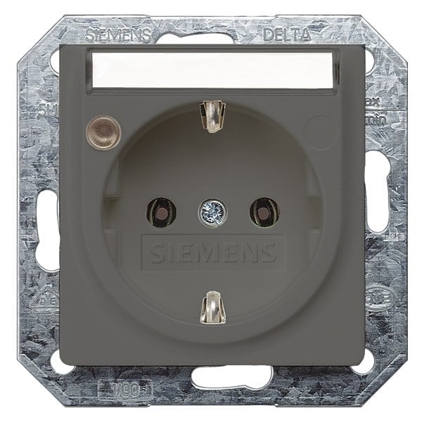 SIEMENS - DELTA i-system Steckdose m. Schriftf./ erh. Berühr.schutz/Funktionsanz., carb...
