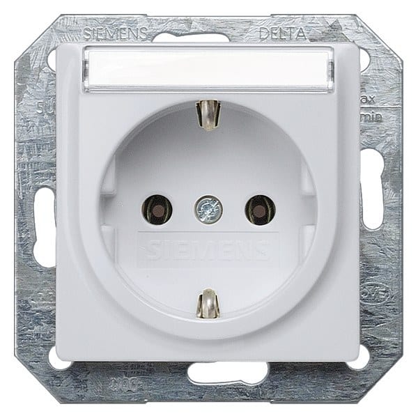 SIEMENS - DELTA i-system SCHUKO-Steckdose mit Schriftfeld, aluminiumetallic