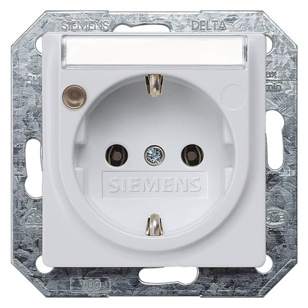 SIEMENS - DELTA i-system Steckdose mit Schriftfeld u. Betriebsanzeige, aluminiumetallic