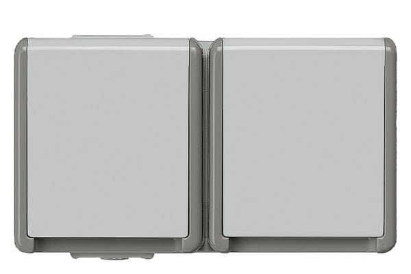 SIEMENS - DELTA fläche IP44 AP SCHUKO-Steckdose 2-fach waagerecht mit erh. Berührungssc...
