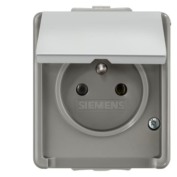 SIEMENS - DELTA fläche IP44 AP SCHUKO-Steckdose 1-fach mit Mittenschutzkontakt