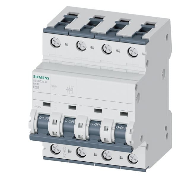 SIEMENS - Leitungsschutzschalter 400V 6kA, 3+N-polig B, 25A, T=70mm