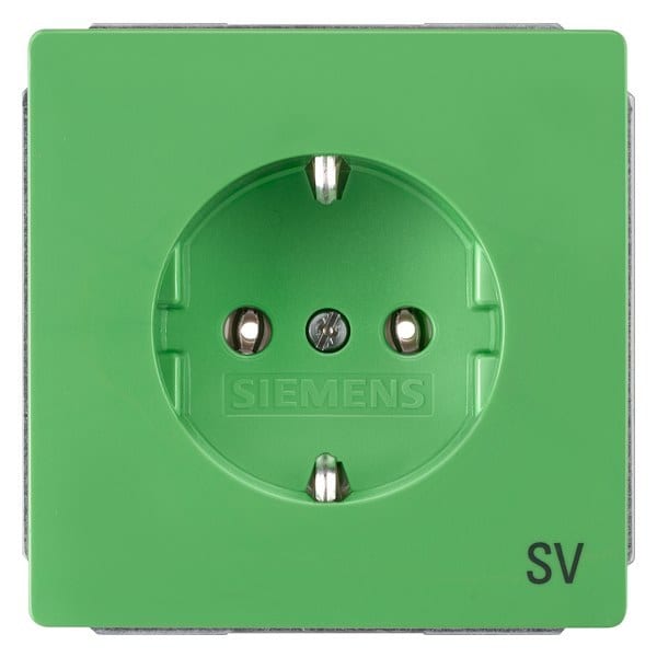 SIEMENS - DELTA style Steckdose mit Schriftfeld u. erh. Berührungsschutz, grün