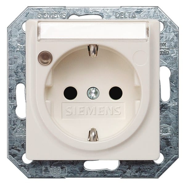 SIEMENS - DELTA i-system Steckdose m. Schriftf./ erh. Berühr.schutz/Funktionsanz., alu....