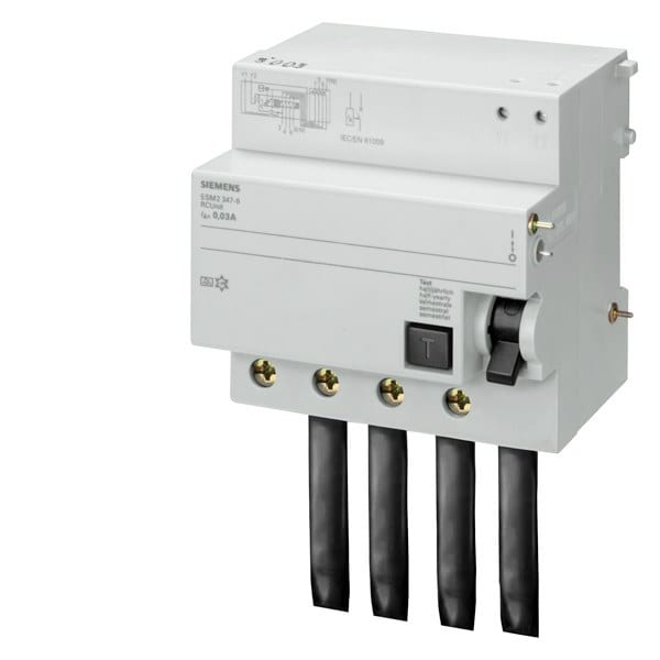 SIEMENS - FI-Block, 4-polig, Typ A, selektiv, In: 100 A, 300 mA, Un AC: 400 V, für 5SP4