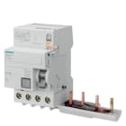 SIEMENS - FI-Block, 4-polig, Typ A, In: 40 A, 300 mA, Un AC: 400 V, für 5SY