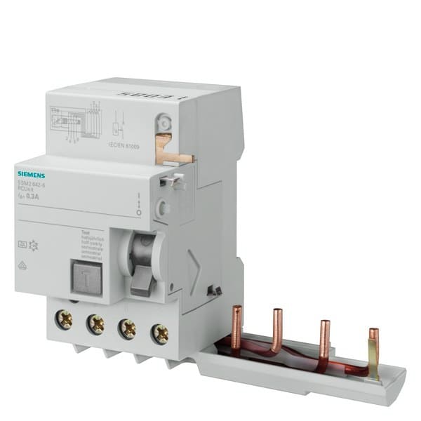 SIEMENS - FI-Block, 4-polig, Typ A, selektiv, In: 40 A, 1000 mA, Un AC: 400 V, für 5SY