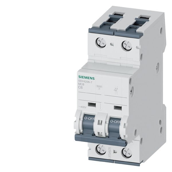 SIEMENS - Leitungsschutzschalter 400V 10kA, 2-polig, C, 6A, T=70mm