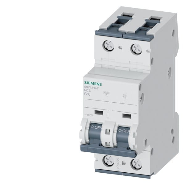 SIEMENS - Leitungsschutzschalter 400V 10kA, 2-polig, C, 16A, T=70mm
