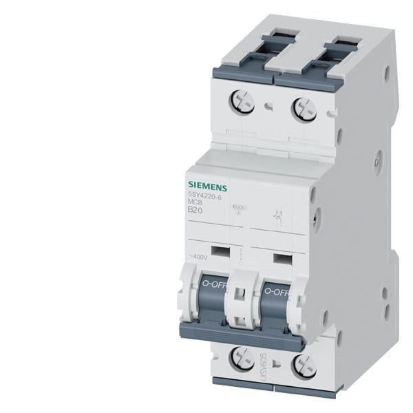 SIEMENS - Leitungsschutzschalter 400V 10kA, 2-polig, B, 20A, T=70mm