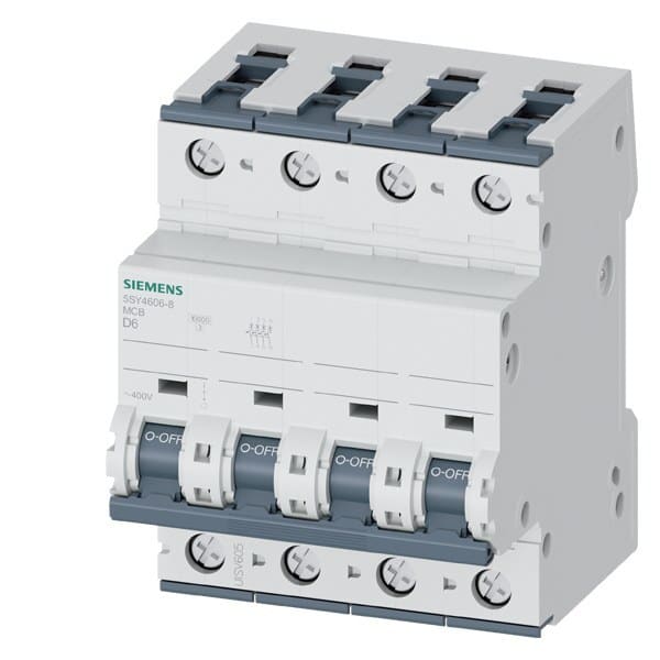 SIEMENS - Leitungsschutzschalter 400V 10kA, 3+N-polig, D, 6A, T=70mm