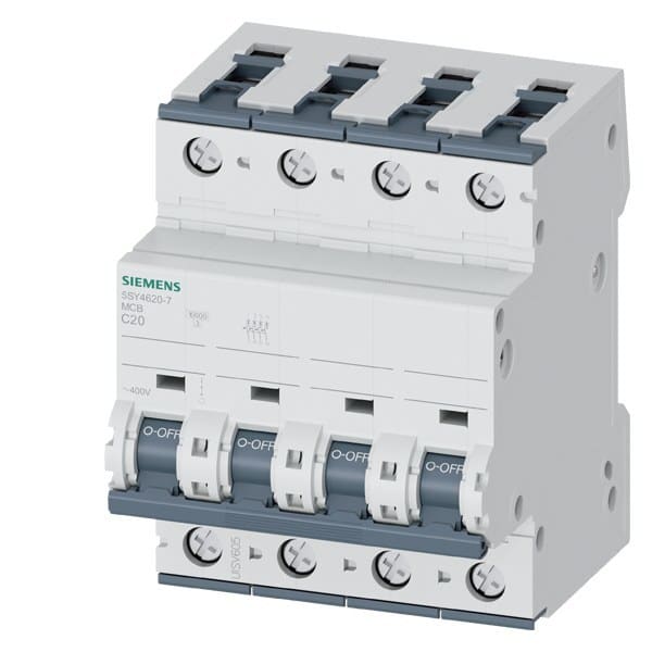 SIEMENS - Leitungsschutzschalter 400V 10kA, 3+N-polig, C, 20A, T=70mm