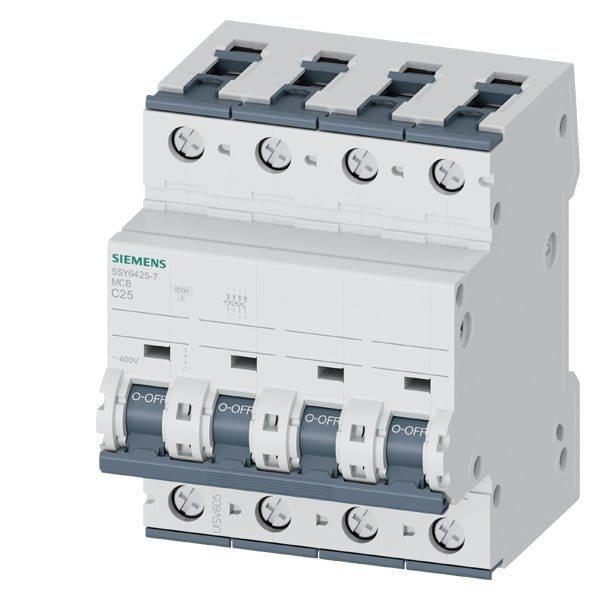 SIEMENS - Leitungsschutzschalter 400V 6kA, 4-polig, C, 25A, T=70mm