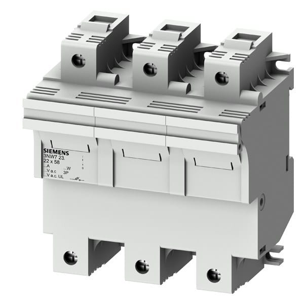 SIEMENS - SENTRON, Zylindersicherungshalter, 22x58 mm, 3-polig, In: 100 A, Un AC: 690 V