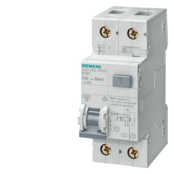 SIEMENS - FI/LS-Schalter, 6 kA, 1P+N, Typ A, 300 mA, B-Char, In: 25 A, Un AC: 230 V