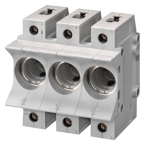 SIEMENS - NEOZED, Sicherungssockel, D02, 3-polig, 63 A, Un AC: 400 V, Un DC: 250 V