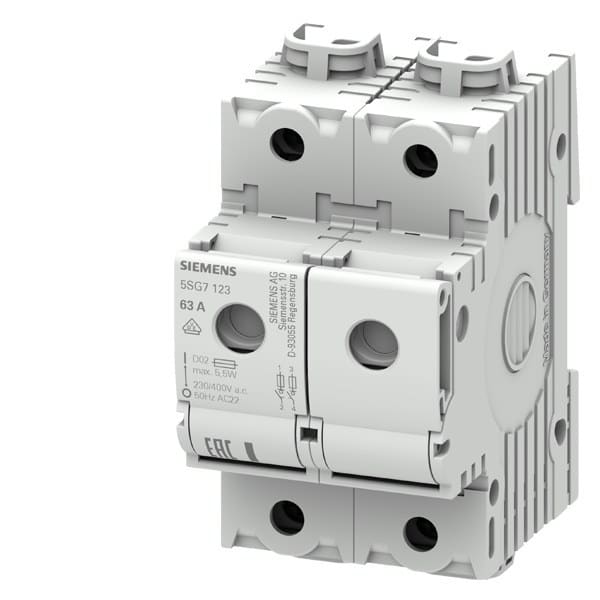 SIEMENS - MINIZED, Lasttrennschalter mit Sicherung, D02, 2-polig, In: 63 A, Un AC: 400 V