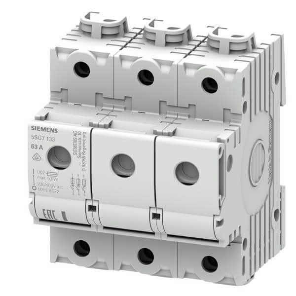 SIEMENS - MINIZED, Lasttrennschalter mit Sicherung, D02, 3-polig, In: 63 A, Un AC: 400 V
