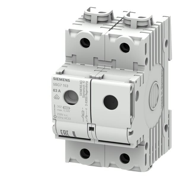 SIEMENS - MINIZED, Lasttrennschalter mit Sicherung, D02, 1P+N, In: 63 A, Un AC: 230 V