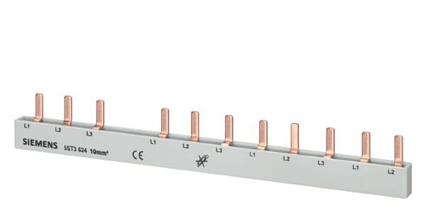 SIEMENS - Stiftsammelschiene 10mm2, 3-phasig, 1x (3PH+(N) + 8x 1PH, 210mm