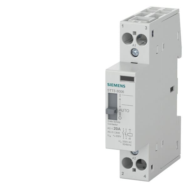 SIEMENS - INSTA-Schütz 0/1-Automatik mit 2 Schließern, Kontakt für AC 230V, 400V 20A