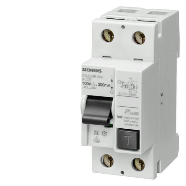 SIEMENS - FI-Schutzschalter, 2-polig, Typ A, In: 100 A, 300 mA, Un AC: 230 V