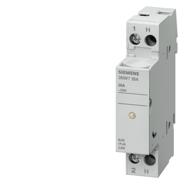 SIEMENS - SENTRON, Zylindersicherungshalter, 8x32 mm, 1P+N, In: 20 A, Un AC: 400 V, LED