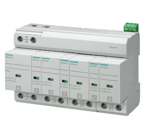 SIEMENS - Kombi-Ableiter Typ 1+2 Anforderungsklasse B+C, UC 350V Schutzbausteine steckbar