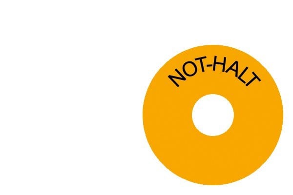 SIEMENS - Unterlegschild, gelb, selbstklebend, Aufschrift: NOT-HALT