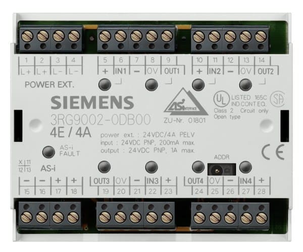 SIEMENS - AS-I Modul F90, IP20, Digital, 4E/4A, 2/3-L., potentialfrei 4x1 Eing.