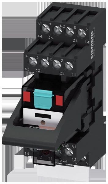 SIEMENS - Steckrelais Komplettgerät AC24V, 4 Wechsler LED-Modul rot Standard-Stecksockel