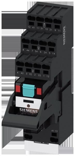SIEMENS - Steckrelais Komplettgerät AC230V, 4 Wechsler LED-Modul rot Sockel