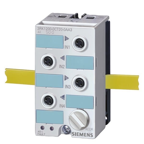 SIEMENS - AS-I Kompaktmodul K45, IP67, Digital, 4x1 Eing., max. 200mA, PNP, 4xM8-Buchse