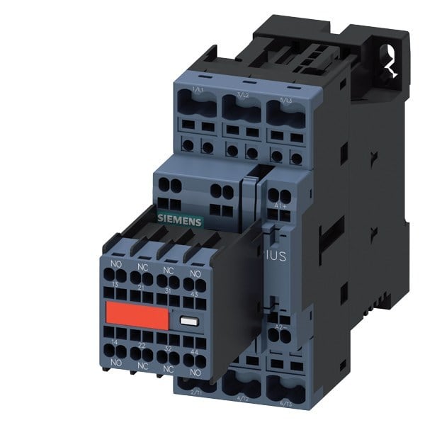 SIEMENS - Schütz, AC-3e, 25 A/11 kW/400V, 3-polig, DC 24V, 2S+2Ö, Federzuganschluss