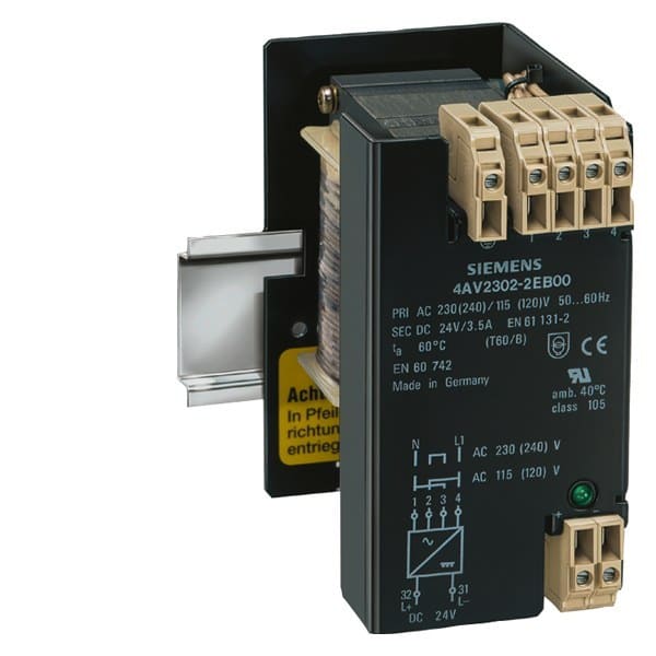 SIEMENS - Stromversorgung 1-Ph. PN(kW) 0,084, Upri(V) 230-115, Usec (V DC): 24