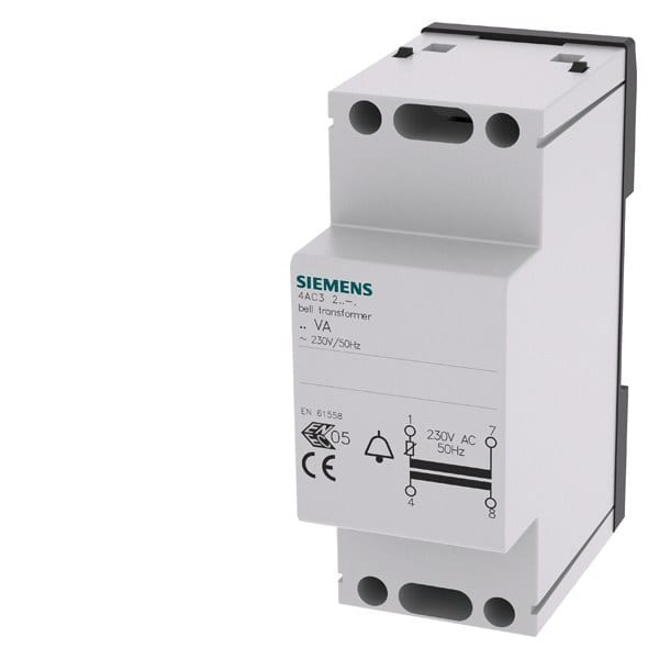 SIEMENS - Klingeltransformator, 8VA Primär 230-240V AC, 50Hz, Sekundär 8V AC