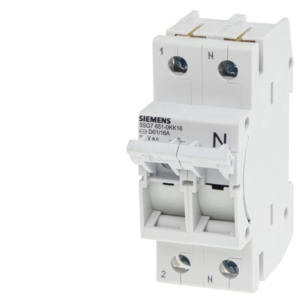 SIEMENS - MINIZED, Sicherungslasttrennschalter, D01, 2-polig, 1P+N, In: 16 A, Un AC: 230 V