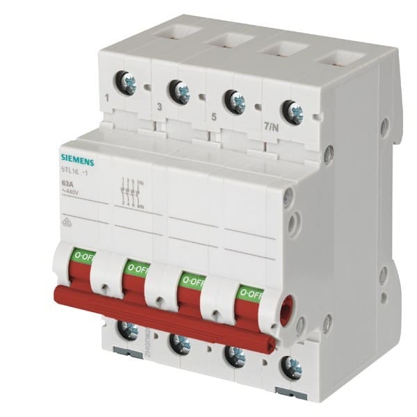 SIEMENS - Ein-Aus-Schalter 100A 3-polig+N, mit rotem Griff