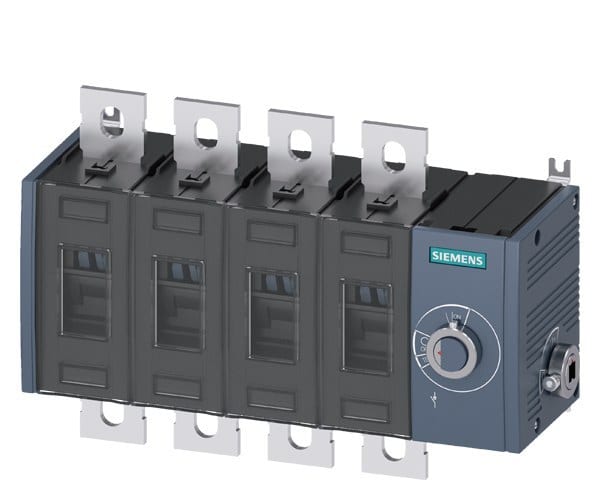 SIEMENS - Lasttrennschalter 500A, Baugr. 3, 4-polig Seitenantrieb rechts Grundgerät